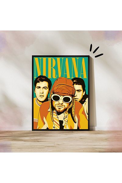 Arthopia Nirvana Kurt Cobain Pinterest Πίνακας υψηλής ποιότητας σχεδίου με πλαίσιο αφίσας