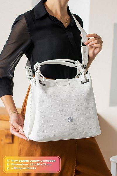 Just Polo Original Women's New Season 4 Compartment Luxury Soft Leather Adjustable Cross Column Strap Shoulder Bag