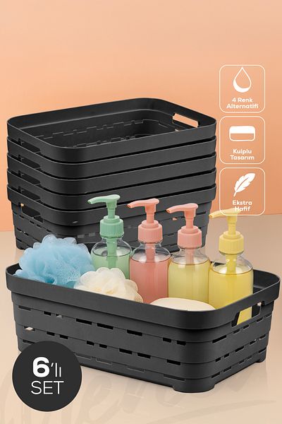 Vienev Перфорирана кутия за съхранение с 6 части, 8,2 литра, антрацит