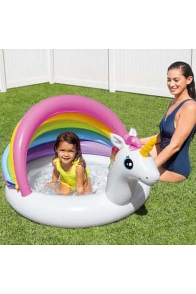 Blusmart Inflatable Pool for Children, Unicorn Design, 127 X 102 X 69 Cm