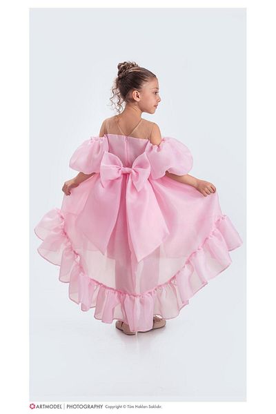 STELLA BUTİK Madonna Collar Girl's Evening Dress with Tail
