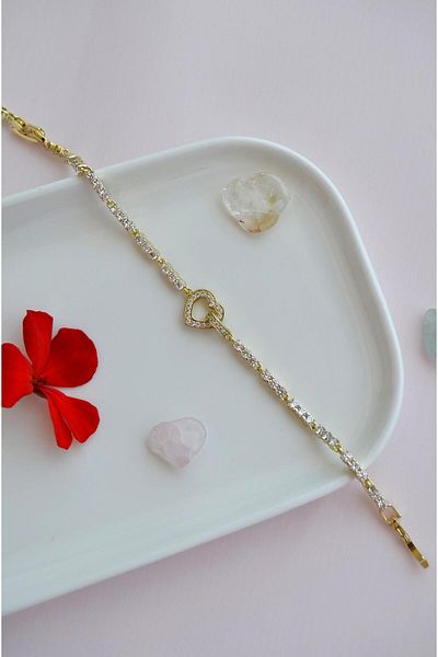 Sacce Scarves&Accessories Heart Zircon Bracelet Gift for Lover Tarnish Free Bracelet Love Symbol