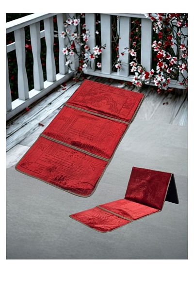 smart home Foldable padded prayer rug that doubles as a relaxation mat and floor seat with backrest.