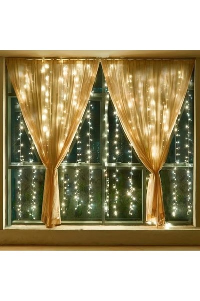 DLC LED Curtain String Lights – White Decorative Curtain LED, 2.4 × 3 m for Event & Home Decor