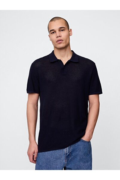 GAP Erkek Koyu Gri Dokulu Kroşe Polo T-Shirt