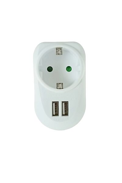 OEM Schuko socket adapter with 2xUSB, 21906, 5V 3.4A, 3680W, 250V 16A, white