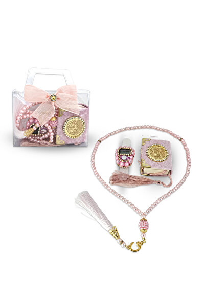 Yeşilipek Hediyelik Kutulu Mini Kur'an İnci Tesbih ve Taşlı Zikirmatik Seti P...