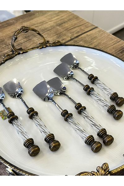 ROY KING Ice Cream Spoon 6-Piece Glass Antique Eym090