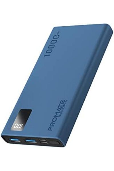 Promate Power Bank, Universal 10000mAh Ultra-Slim Portable Charger with 10W USB-C Input/Output PORT,