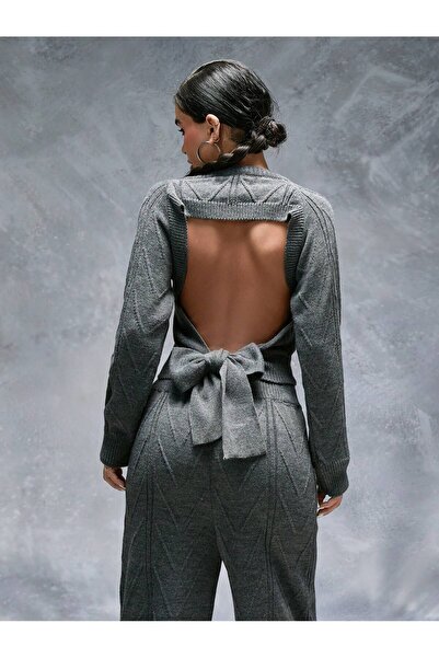 hidafashion Backless Knitwear Trousers Set