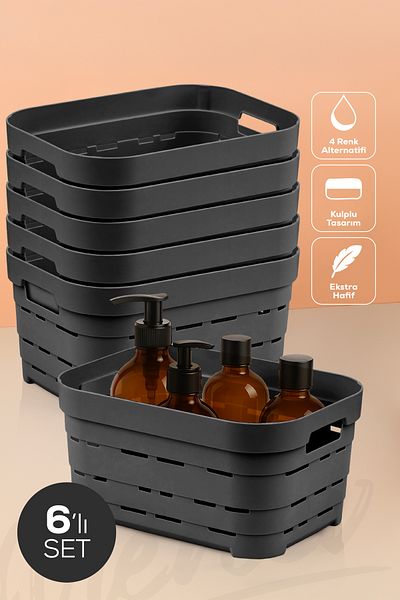 Vienev Перфорирана кутия за съхранение с 6 части, 3,8 литра, антрацит