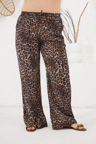 RMG Plus Size Elastic Waist Trousers Leopard