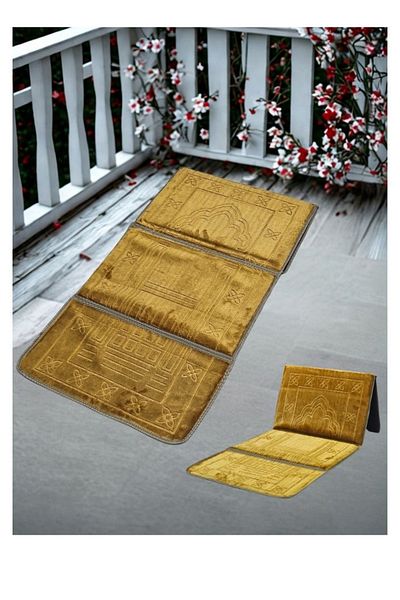 smart home Foldable padded prayer rug that doubles as a relaxation mat and floor seat with backrest.