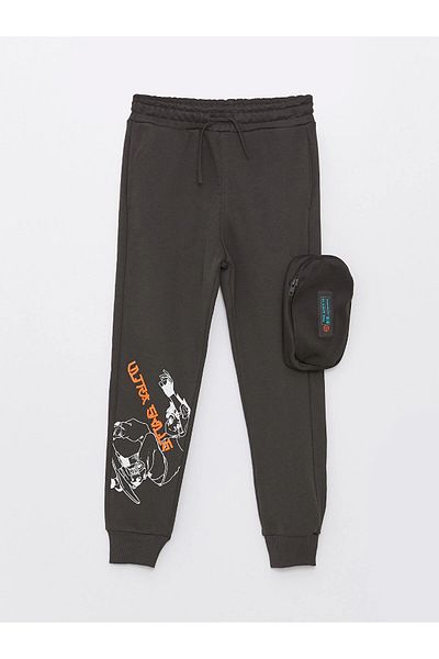 LC Waikiki Lcw Kids Anthracite Elastic Waist Printed Boys Jogger Sweatpants