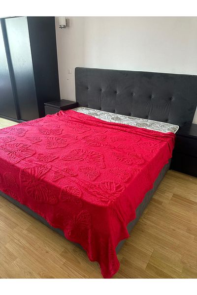 FIONNA.RO Medium Thickness Blanket Embossed Butterflies - Hot Pink