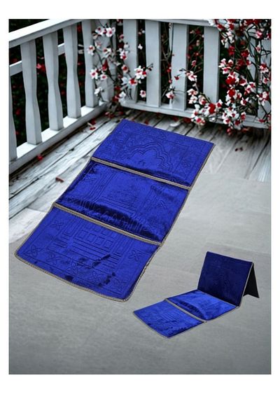 smart home Foldable padded prayer rug that doubles as a relaxation mat and floor seat with backrest.