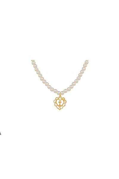 OEM Seraphina Necklace, Cross/Heart/Pearl Pattern, White/Gold