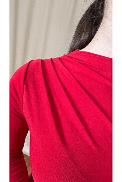 TEXXANA Long Sleeve Sandy Fabric Midi Length Dress