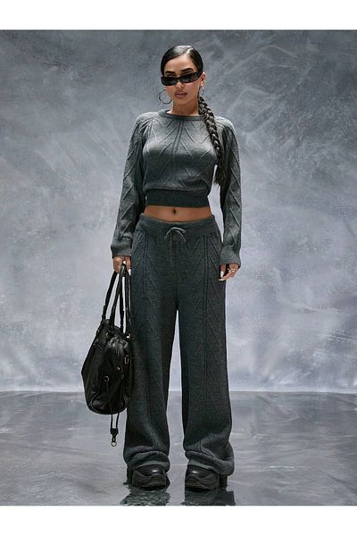 hidafashion Backless Knitwear Trousers Set
