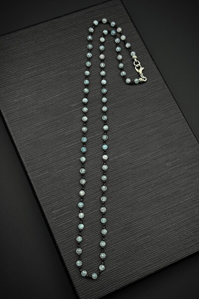 FRNCH 316L Çelik Kilitli Kalsedon Doğal Taşlı Mavi Renk Erkek Kolye FRJ30869-...