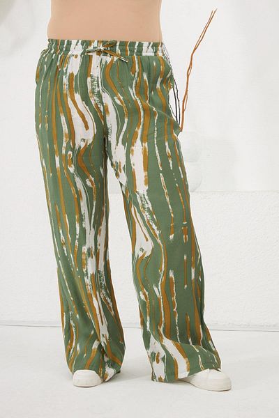 RMG Large Size Elastic Waist Trousers Khaki