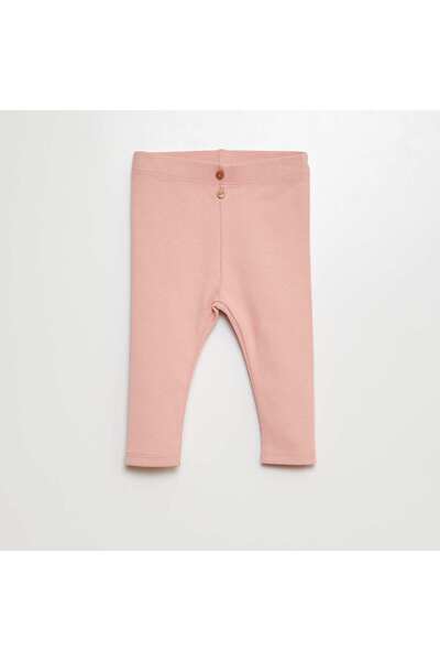KIABI Ribbed leggings with buttons PINK
