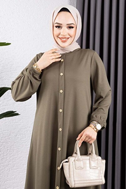 MG Φόρεμα με λεπτομέρεια με κουμπιά και ζώνη ΧΑΚΙ