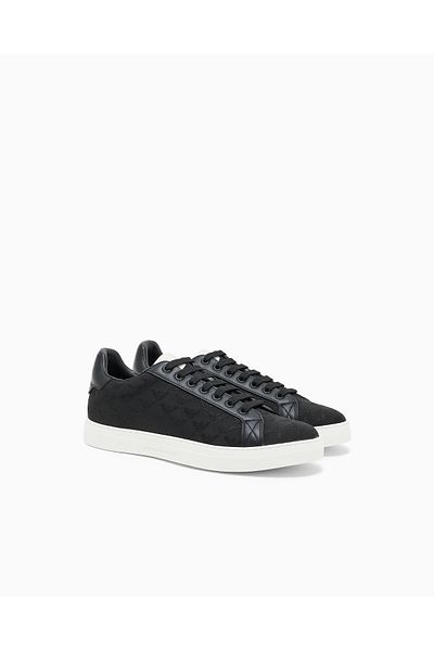 Emporio Armani Men's Laced Medium Thick Sole Leather Black Sneaker Em003843 Af20003-Mc012