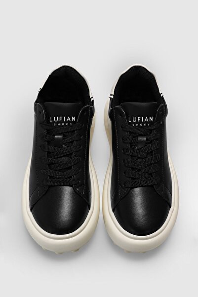 Lufian Hakiki Deri Bağcıklı Günlük Sneaker Siyah-Beyaz