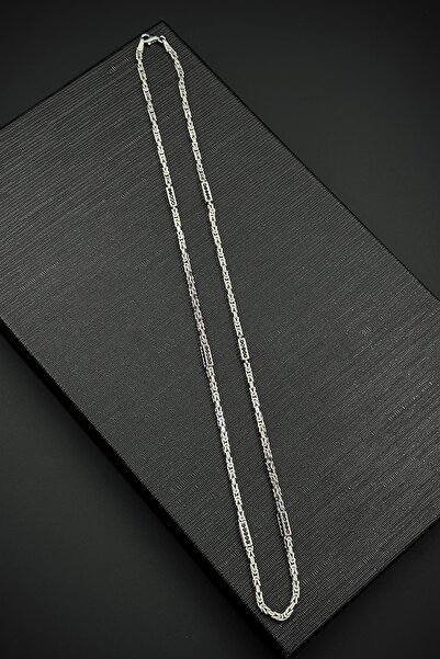 FRNCH 925 Ayar Gümüş Kral Model Siyah Zirkon Taşlı Gümüş Renk Erkek Kolye FRJ...