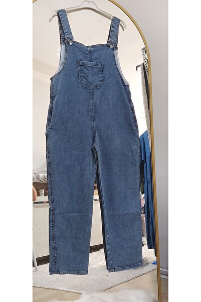 VELLARS KADIN MAVİ JEAN ASKILI KOT TULUM, SALOPET , BAHÇIVAN TULUMU, (HAMİLE ...