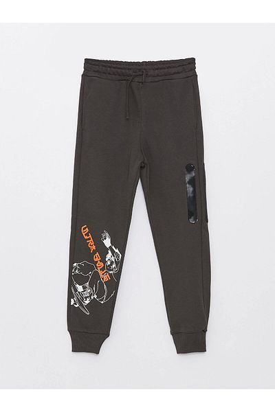 LC Waikiki Lcw Kids Anthracite Elastic Waist Printed Boys Jogger Sweatpants