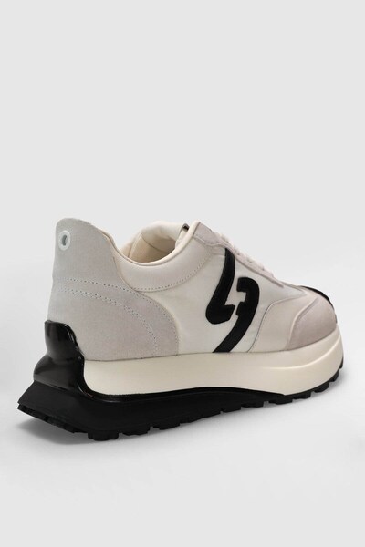 Lufian Hakiki Deri Bağcıklı Günlük Sneaker Beyaz-Siyah Kadın Ayakkabı