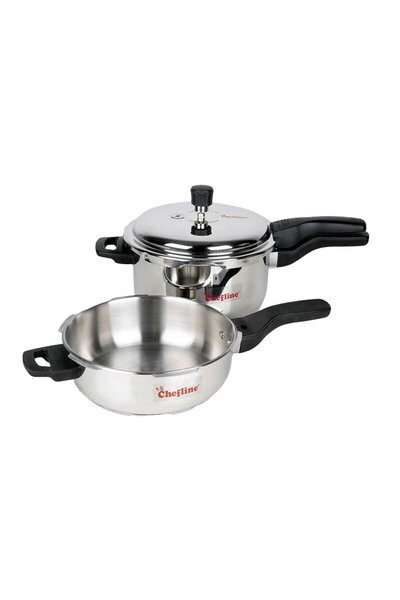 Chefline طنجرة ضغط من الفولاذ المقاوم للصدأ، سعة 5 لتر و3 لتر، 2301853
