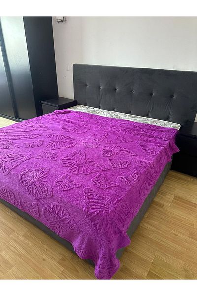 FIONNA.RO Medium Thickness Blanket Embossed Butterflies - Magenta