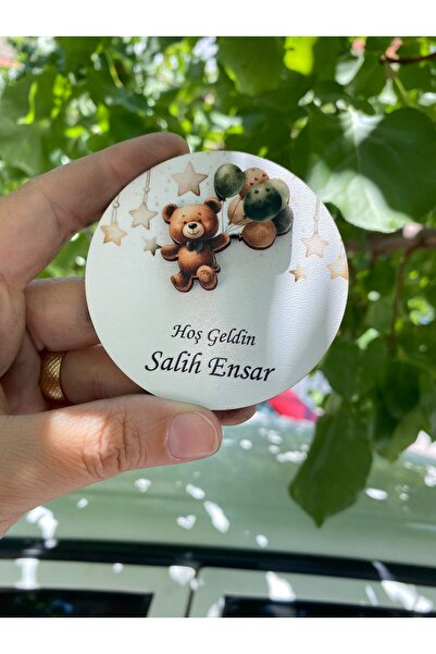 FORONEUS Yeşil Balonlu Ayıcık Figürlü Ahşap Bebek Magnet 20 Adet