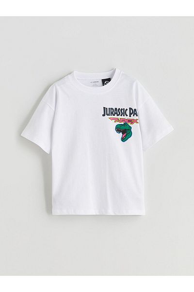 LC Waikiki Tricou pentru băiat cu imprimeu dinozaur alb