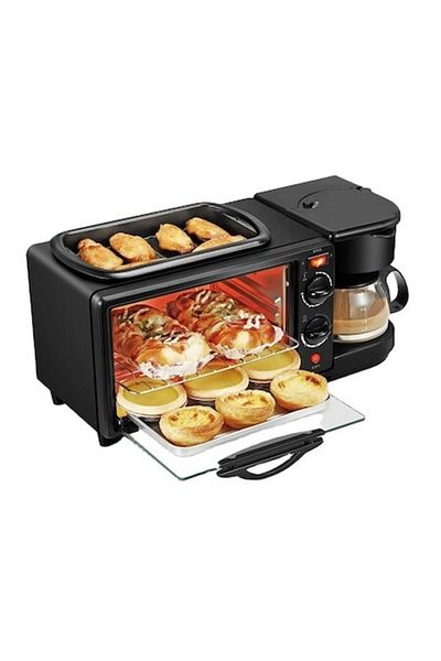dalimag Aparat de mic dejun multifuncțional 3 în 1 cu cuptor, grătar și filtru de cafea