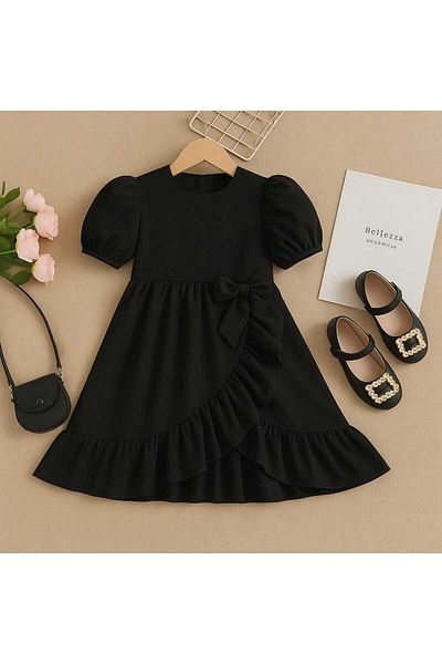 junior baby kids Short Sleeve Ruffle Girls Kids Dress