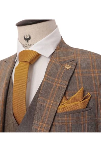 marco mılano Men's plaid suit