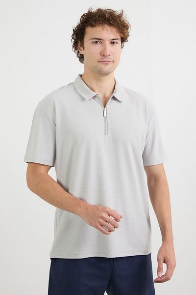 Fulla Moda Βασικό μπλουζάκι με μισό φερμουάρ Polo γιακά