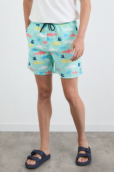 Fulla Moda Σορτς κολύμβησης με στάμπα Shark με τσέπες