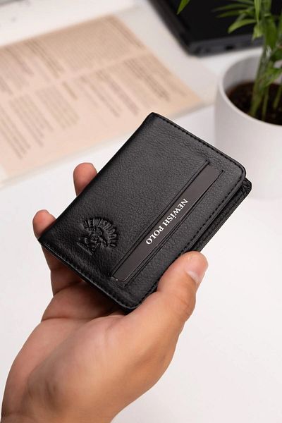 Newish Polo Men's Genuine Leather Wallet and Card Holder – New348 - Black
