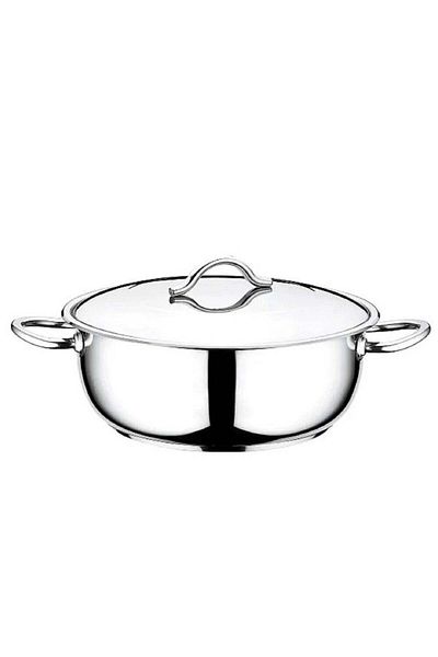 OMS 30 Cm Stainless Steel Shallow Casserole - Made in Turkey