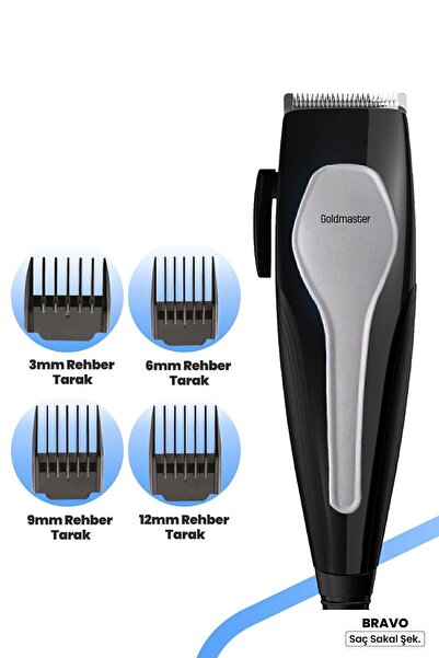 GOLDMASTER Bravo Güçlü Performans Paslanmaz Çelik Sessiz Saç Sakal Kesme Maki...