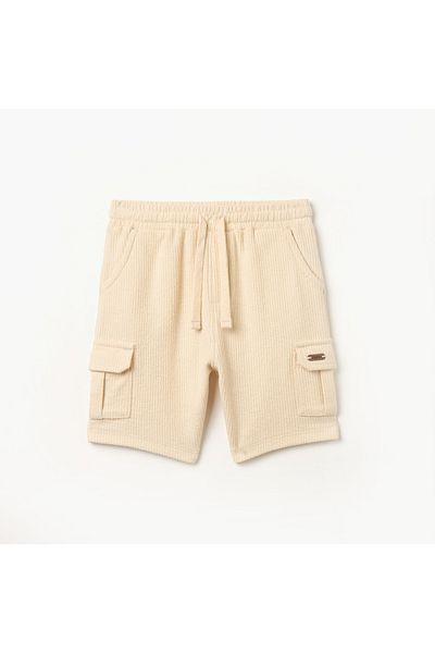 giggles Textured Shorts with Drawstring Closure and Pockets