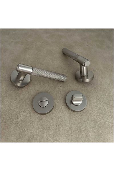 KOLDOOR Rivax Meta İnox Zamak Round Rosette Wc Bathroom Door Handle 1 Set
