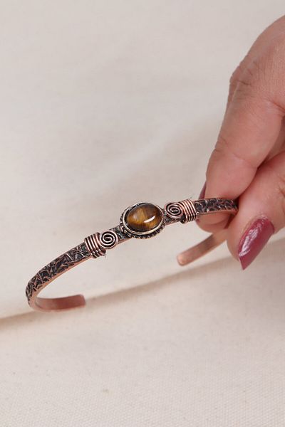 Süspüs Accessories Tiger Eye Natural Stone Copper Bracelet