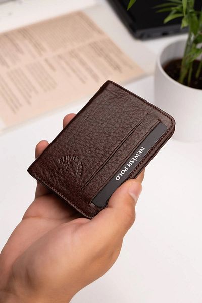 Newish Polo Men's Genuine Leather Wallet and Card Holder – New348 - Brown