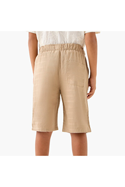 Juniors Striped Shorts with Pockets and Drawstring Closure